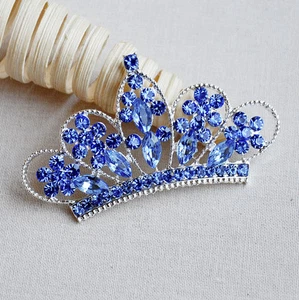 10 Rhinestone Button Crystal TIARA CROWN 14 Colors Bridal Wedding Brooch Bouquet - Picture 1 of 14