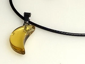 Pendant Citrine Stone Necklace Jewellery Black Leather Strap 3.61g - Picture 1 of 5