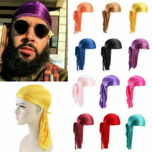 Premium Silky Durag Satin Wave Cap Men's Women's Doo Rag Hat Bonnet Head Wrap #