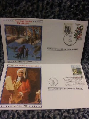 2 U.S. CONSTITUTION BICENTENNIAL COVERS NEW YORK 1988, 1990 - Image 1 of 4