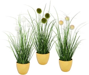 Kunstgras Grasbusch mit Kletten, Leonique, Höhe 35 cm, Kunstpflanze, Gras, im To