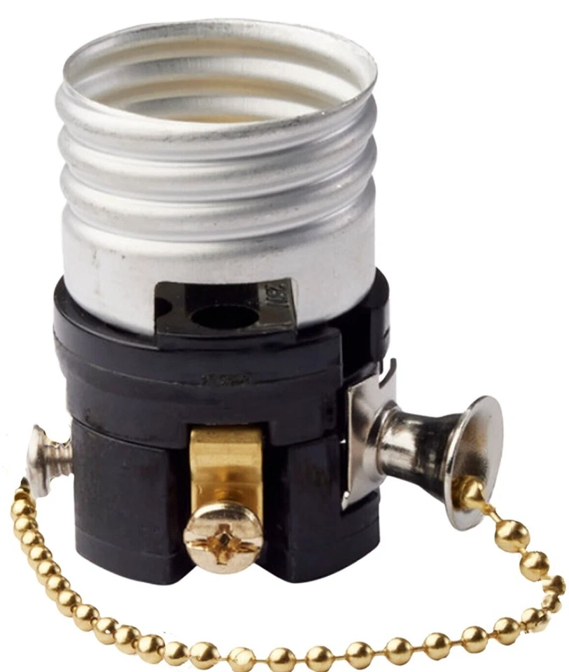 Interior Lamp Base 90-1139 with Brass Pull-Chain & Screw Terminals 660W/250V - Изображение 1 из 1