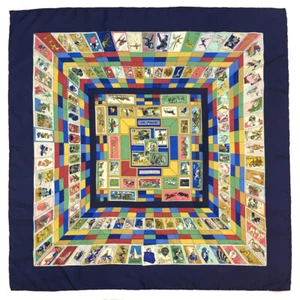HERMES CORRESPONDANCE Carre 90 Silk 100% Scarf Multicolor/HE5670 - Picture 1 of 8