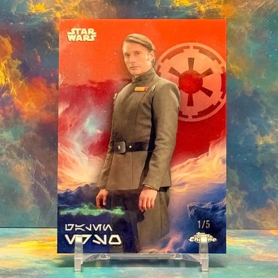 2025 Topps Chrome Star Wars Dathomir Red Galen Erso 1/5 Aurebesh Variation AV-47 - Image 1 of 2