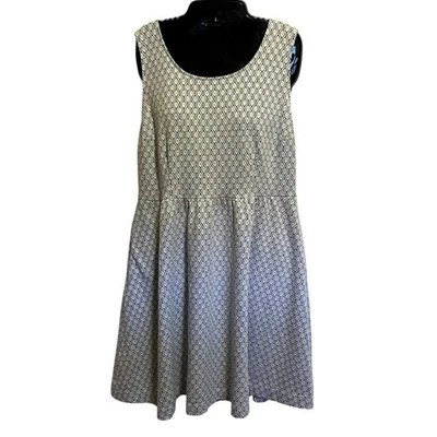 Vestido ModCloth XL Fit & Flare Náutico Preppy Plateado Brillante, Bolsillos Profundos Años 50 Foto 1 de 4