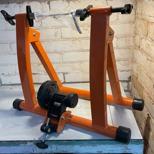 Bike Trainer Orange Exercise Stand Indoor Gym Set Heavy Duty Stable Wheel Riser - Picture 1 of 6
