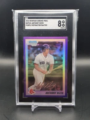 2010 Bowman Chrome Anthony Rizzo #BCP101 Purple Refractor RC SGC 8 Cubs /999  - Image 1 of 2