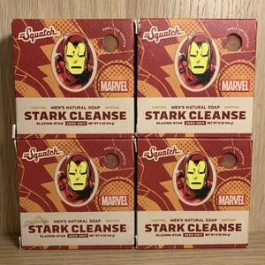 SET BESTEHEND AUS 4: Neu Dr. Squatch Stark Reinigung Null Körnung 5 Unzen Stabseife Iron Man Marvel - Bild 1 von 3