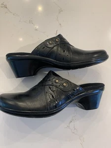 Clarks Bendables Women's Black Leather Mule Addey Trust Clogs Size 8 NEW - Picture 1 of 18