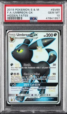 2019 POKEMON SUN & MOON HIDDEN FATES #SV69 FULL ART/UMBREON GX PSA 10 - Image 1 of 2