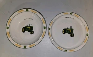 John Deere Bowl & Plate Set Duo, Nothing Runs Like A Deere Gibson - Picture 1 of 7