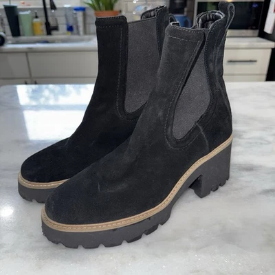 Dolce Vita Womens' H2O Hawk Suede Chelsea Boot-Chunky Heel-Black-Size 8.5 - Image 1 of 4