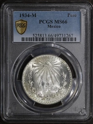 1934-M (MS66) Mexico Silver Peso PCGS - Flashy Superb Gem - Image 1 of 3