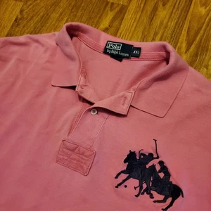 Vintage Polo Ralph Lauren Shirt Men 2XL Pink Double Pony Rugby Preppy - Picture 1 of 8