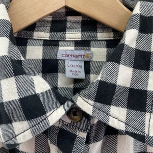 Carhartt Button Down Long Sleeve Flannel Black/white Plaid Women's Large - Picture 1 of 9