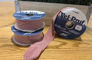3 Rolls VTG MAUVE PINK Vel-pruf Flocked Polypropylene Ribbon Waterproof Made USA - Picture 1 of 6
