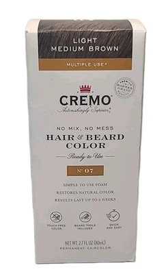 CREMO • ЦВЕТ ВОЛОС И БОРОДЫ #07 СВЕТЛО-СРЕДНИЙ КОРИЧНЕВЫЙ • БЕЗ СМЕСИ • БЕЗ БЕСПОРЯДКА • ПЕНА - Изображение 1 из 4