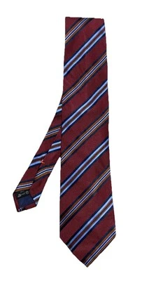 Corbata de hombre ERMENEGILDO ZEGNA roja seda. Patrón de rayas. Hecho en Italia. Ex Con Foto 1 de 4