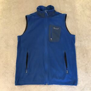 Marmot Polartec Full Zip Fleece Vest Mens Size Medium Blue Hiking Outdoor
