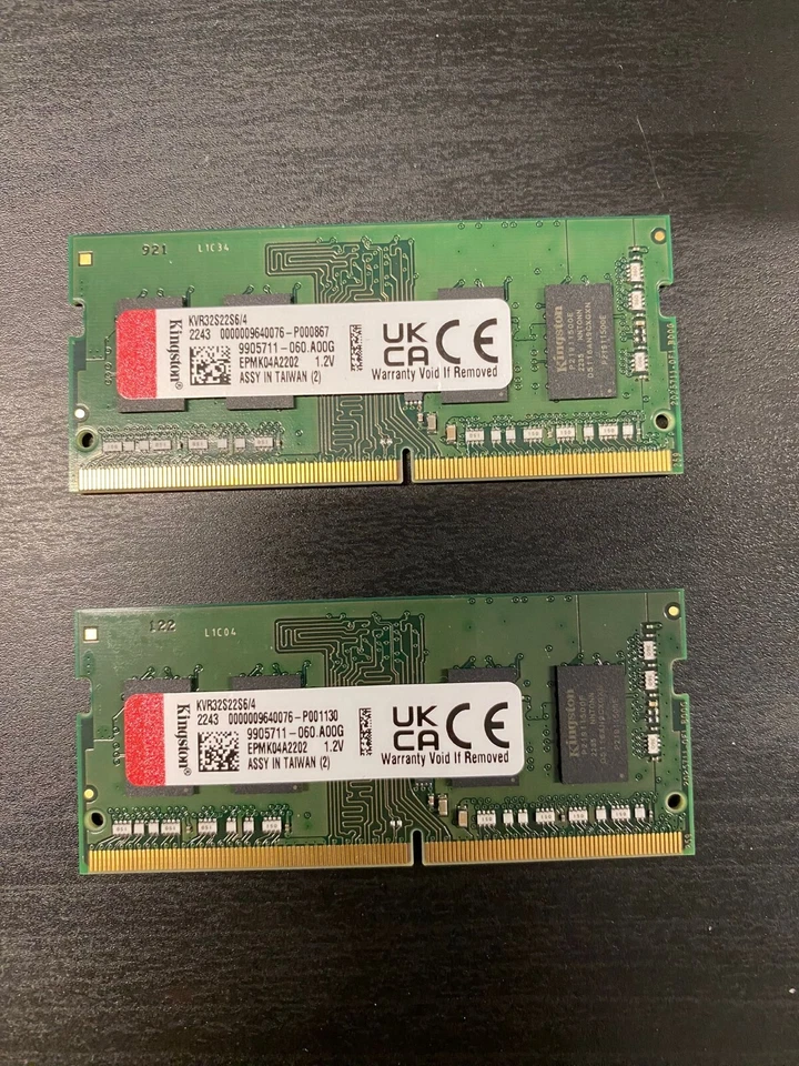 Kingston KVR32S22S6/4 4GB RAM x2 - Image 1 of 1