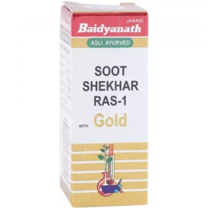 Baidyanath Soot Shekhar Ras 1 with Gold Tablets (25tab) Herbal Ayurvedic - Picture 1 of 2