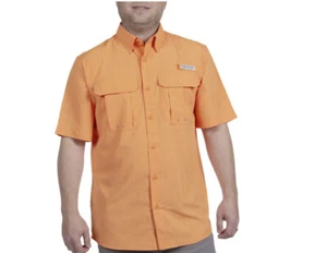 Realtree Mens Bright Orange Vented Cape Back Short Sleeve Fishing Guide Shirt - Picture 1 of 6