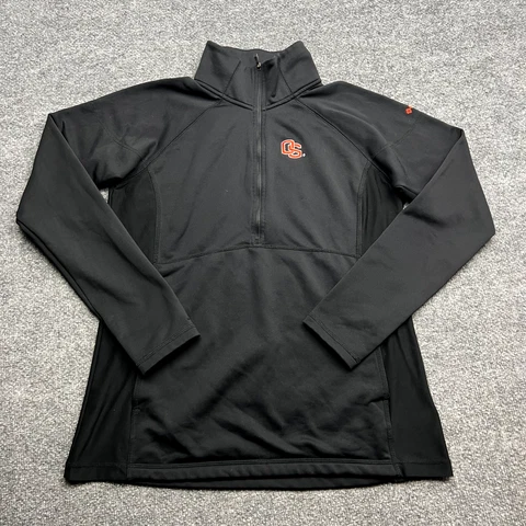 Oregon State Beavers Jacket Womens XL Black 1/2 Zip Mock Neck COLUMBIA Fleece LW Cover