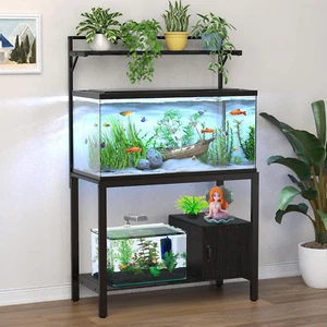 40-50 Gallon Fish Tank Stand with Plant Shelf Metal Aquarium Stand with Cubby St - Picture 1 of 8