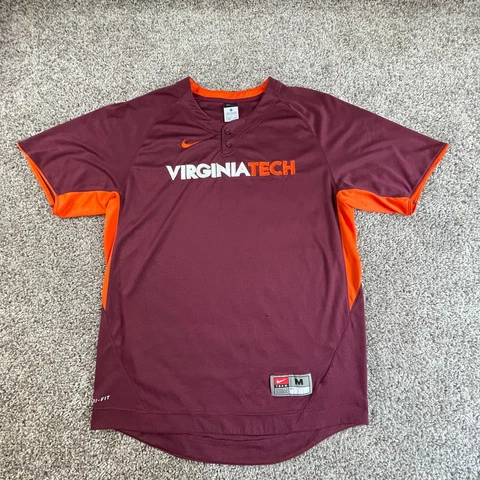 Virginia Tech Hokies Jersey Mens Medium Red Orange Baseball College Nike Men * Cover