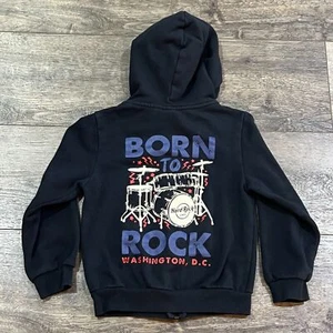 Hard Rock Kids Washington DC Born To Rock Full Zip Up Hoodie In Black - Small - Picture 1 of 7