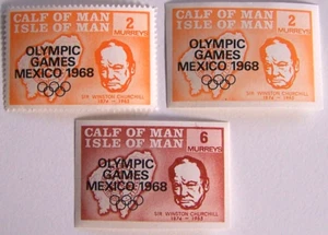 Grande-Bretagne - ' Calf ' Of Man - 3x Churchill Surimpression Olympique Jeux - Picture 1 of 1