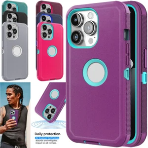 For Apple iPhone 15 Plus/15 Pro/15 Pro Max Case Shockproof Rubber Hybrid Cover - Picture 1 of 54