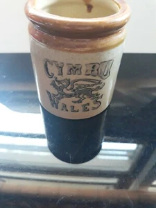 United Kingdom Cymru Wales Dragon Souvenir Mini Stoneware Glaze Crock (b5) - Picture 1 of 12