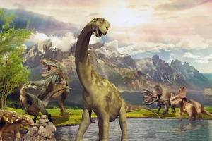 Dinosaurs Land Wall Sticker 3D Jurassic Scene Kids Room Decor Self-Adhesive Mura - Picture 1 of 6