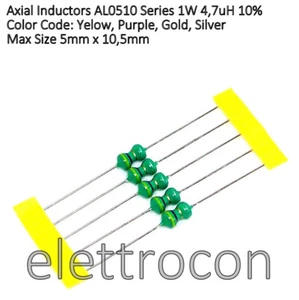 5 pezzi Induttanza assiale 4,7 uH 1W Serie AL0510 dimensioni max. 5 x 10,5mm - Imagen 1 de 1