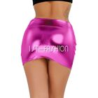 Women Shiny PU Leather Bodycon Pencil Short Mini Skirt High Waist Tight Clubwear