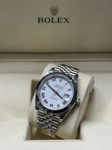 Rolex Datejust 41mm FULL SET BOX PAPERS Jubilee White Roman Numeral Dial 126300 - Picture 1 of 6