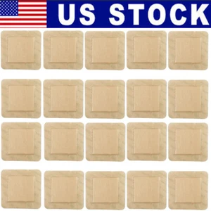 50PCS 4X4 Pollici Schiuma Ferita Medicazione Sterile Impermeabile Silicone Adesivo Bordo - Foto 1 di 6