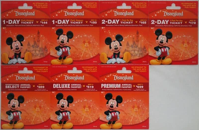 All 7 Different DISNEYLAND Passport Mickey Mouse Gift Cards 2014 Mint  Not Valid - Image 1 of 4