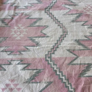 VTG RALPH LAUREN WHITE SANDS SOUTHWESTERN AZTEC GREEN CORAL Queen Flat Sheet - Picture 1 of 4