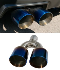 DUAL 4" Out 3" In 304 Stainless Steel 9" Long Dual Wall Blue FLAME Exhaust Tip - Picture 1 of 14