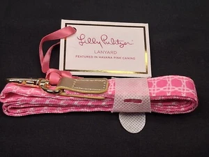 Lilly Pulitzer Lanyard Featured in Havana Pink Caning Gold Push Clip NEW - Picture 1 of 1