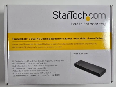 StarTech Thunderbolt 3 Dual 4K Laptop Docking Station w/ Power supply TB3DK2DHV - Image 1 of 4