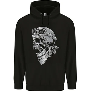 Biker Outlaw Skull Motorbike Motorcycle Childrens Kids Hoodie - Picture 1 of 3