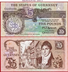 Guernsey 5 libras nd 1991 P 53a sin usar envío gratuito desde 100 USD - Imagen 1 de 3