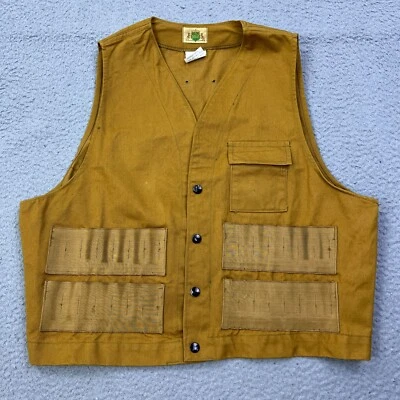 VTG Ideal Hunting Shooting Vest Men's XL Brown Snap V-Neck Made in USA Retro - Image 1 of 4