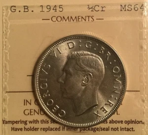 1945 Great Britain George VI .500 Silver Half Crown - ICCS MS-64 - Picture 1 of 3