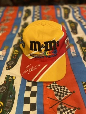 Vintage Ernie Irvan #36 M&M’s Racing Team Yellow & Red NASCAR Hat Cap Snapback - Image 1 of 3