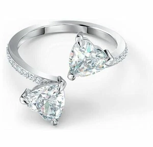 3.10CT White Heart Cut Lab Created Diamond 925 Silver Two Stone Engagement Ring - Picture 1 of 7