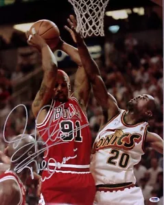 Dennis Rodman Signed Bulls Basketball 16x20 Photo PSA/DNA COA Picture Autograph - Picture 1 of 24
